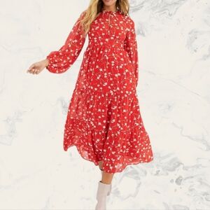 ASOS billow sleeve floral midi dress